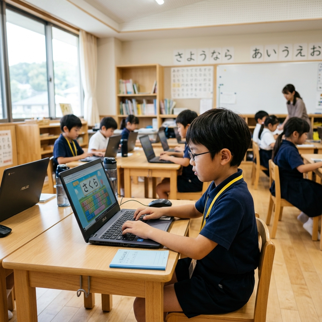 教室内でのタイピング・基礎学習の様子